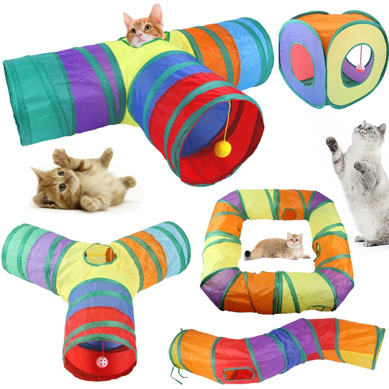 Gatos túnel dobrável brinquedos do gato do animal de estimação kitty  treinamento interativo brinquedo divertido túnel